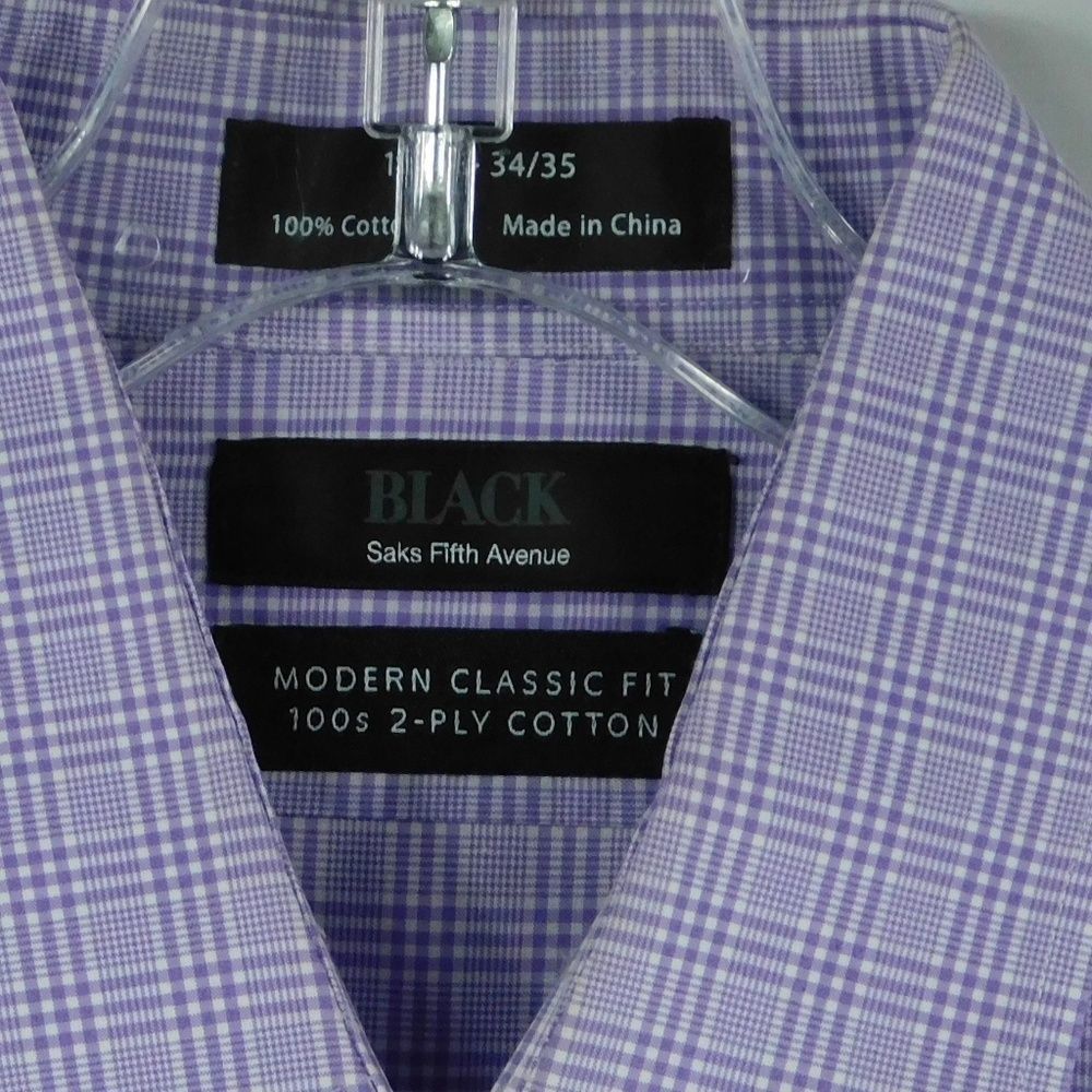 Saks Fifth Avenue Black Label Gingham Long Sleeve - Picture 4 of 4